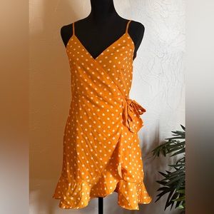 Yellow Polka Dot Wrap Dress